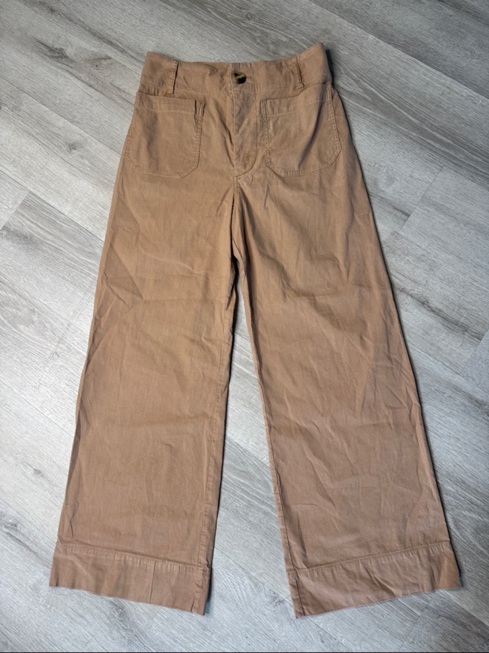 Maeve The Colette Wide-Leg Tan Pants Size 27 Viscose-Linen Blend - Picture 2 of 11